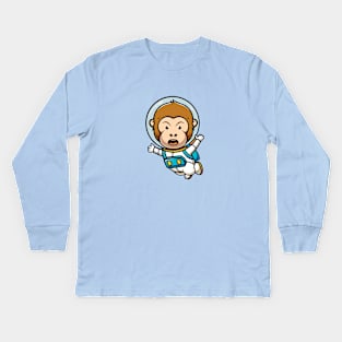 Cute Monkey Space Explorer Kids Long Sleeve T-Shirt